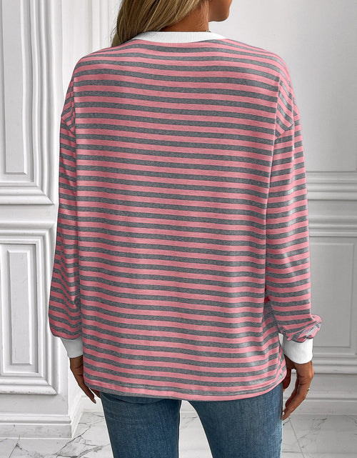 Load image into Gallery viewer, Ivy Lane Striped Round Neck Long Sleeve Sweatshirt
