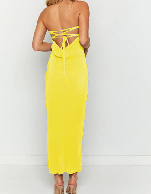 Load image into Gallery viewer, Lace-Up Back Tube Maxi Dress
