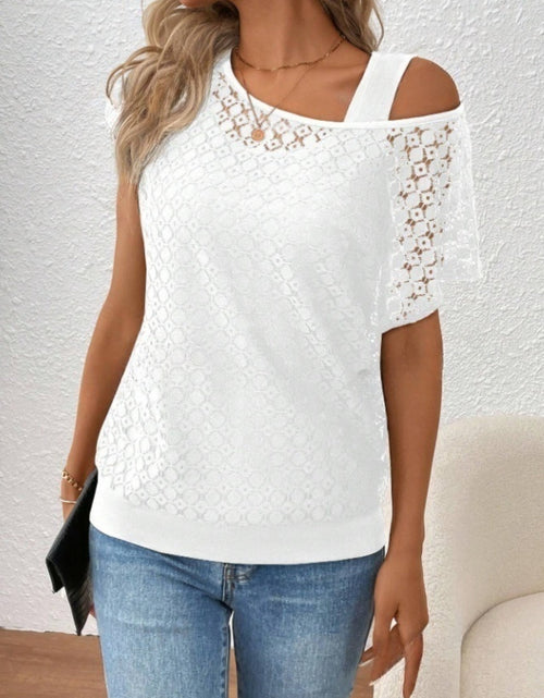 Load image into Gallery viewer, Lace Short Sleeve Fake Two Piece T-Shirt

