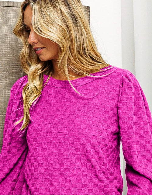 Load image into Gallery viewer, BiBi Round Neck Brushed Checker Top
