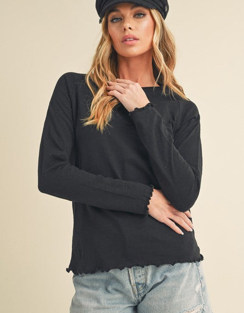 Load image into Gallery viewer, Aemi + Co Lettuce Hemline Round Neck Raglan Sleeve T-Shirt
