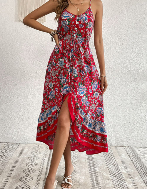 Load image into Gallery viewer, Perfee Bohemian Decorative Button Spaghetti Strap Dress
