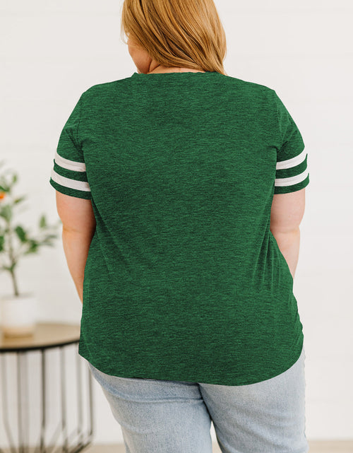 Load image into Gallery viewer, Plus Size Striped V-Neck Tee Shirt
