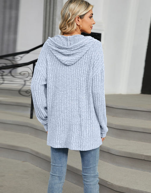 Load image into Gallery viewer, Half Button Long Sleeve Hooded Top

