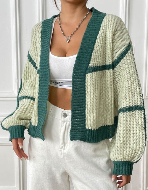 Load image into Gallery viewer, Contrast Open Front Long Sleeve Cardigan
