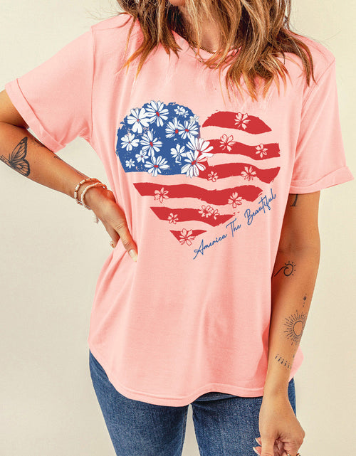 Load image into Gallery viewer, Heart Round Neck Short Sleeve T-Shirt
