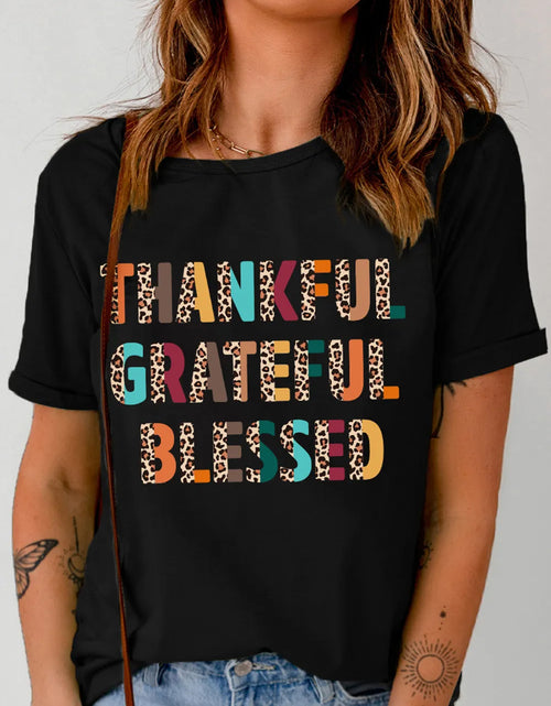 Load image into Gallery viewer, Letter Graphic Round Neck Short Sleeve T-Shirt
