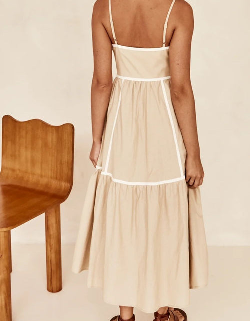Load image into Gallery viewer, Contrast Trim Square Neck Midi Cami Dress
