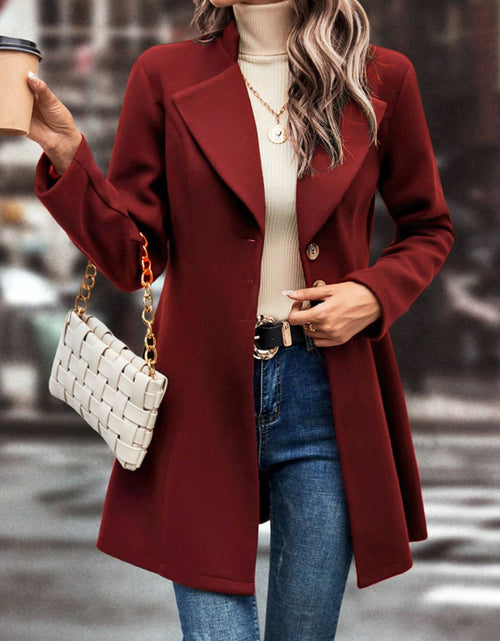 Load image into Gallery viewer, Collared Neck Button Up Long Sleeve Coat
