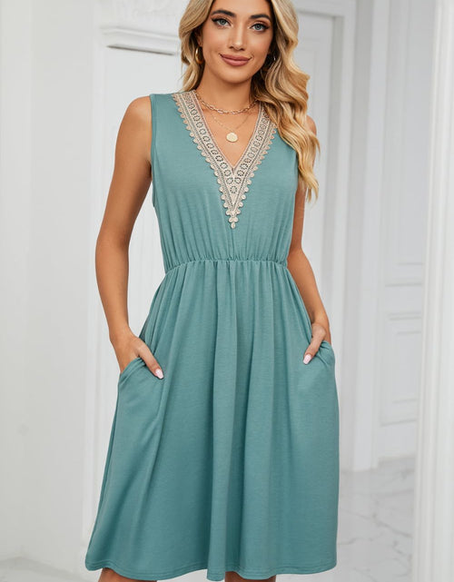 Load image into Gallery viewer, Contrast V-Neck Sleeveless Dress
