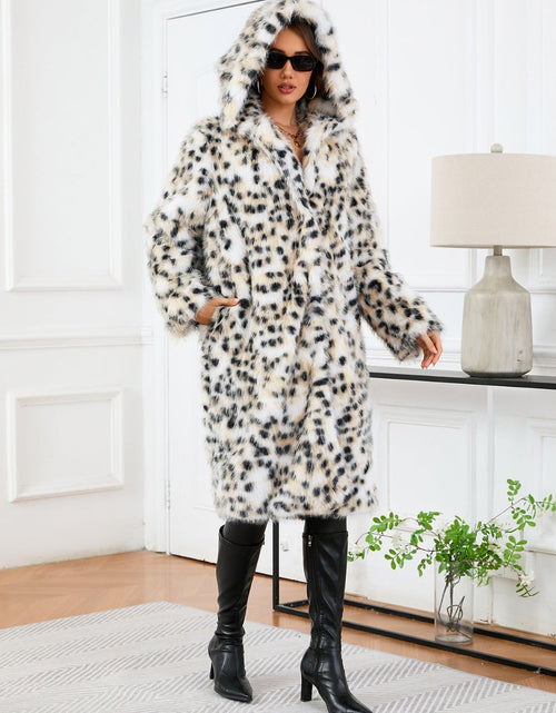 Load image into Gallery viewer, Thermal Leopard Faux Fur Hooded Outerwear
