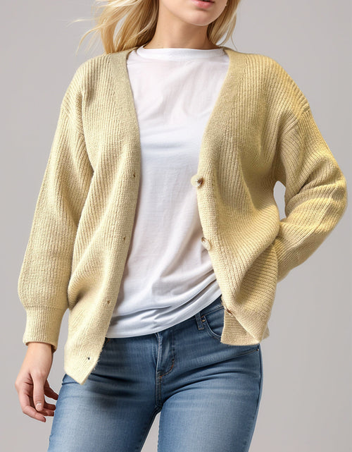 Load image into Gallery viewer, Button Down V-Neck Long Sleeve Cardigan
