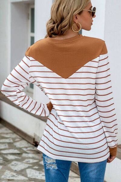 Load image into Gallery viewer, Striped Round Neck Long Sleeve T-Shirt
