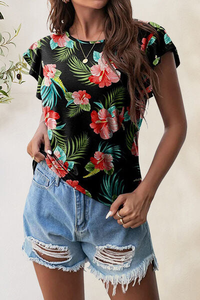 Load image into Gallery viewer, Printed Round Neck Short Sleeve T-Shirt
