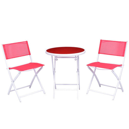 Load image into Gallery viewer, 3 Pieces Patio Folding Bistro Set for Balcony or Outdoor Space-Red
