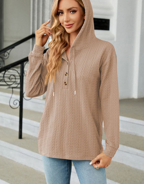 Load image into Gallery viewer, Cable-Knit Long Sleeve Hoodie
