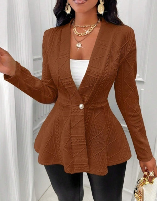 Load image into Gallery viewer, One Button Textured Peplum Cardigan
