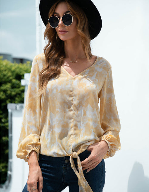 Load image into Gallery viewer, Tie-Dye Tied Balloon Sleeve Blouse
