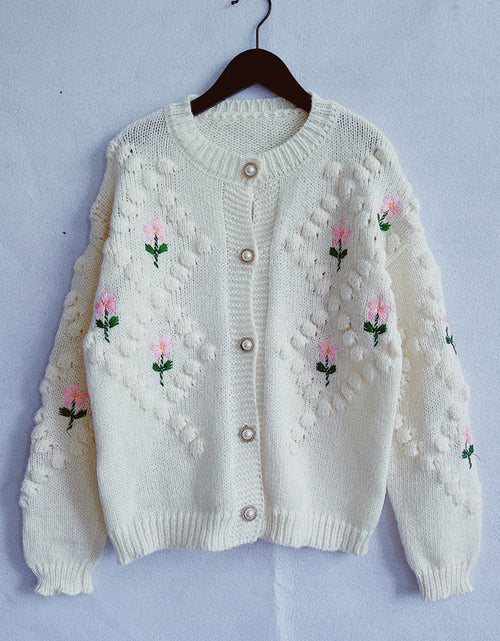 Load image into Gallery viewer, Floral Button Up Round Neck Long Sleeve Cardigan
