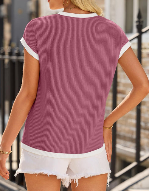 Load image into Gallery viewer, Contrast Trim Round Neck Short Sleeve T-Shirt
