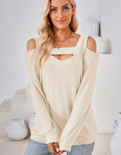 Load image into Gallery viewer, Cutout Square Neck Cold Shoulder T-Shirt
