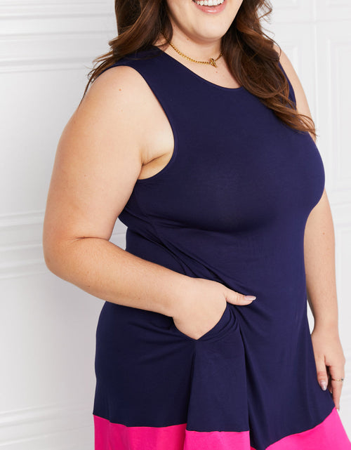 Load image into Gallery viewer, Yelete Full Size Two-Tone Sleeveless Mini Dress with Pockets
