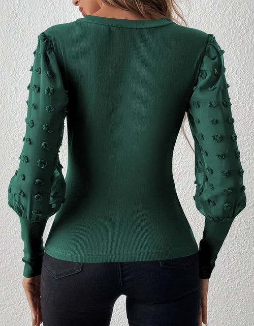 Load image into Gallery viewer, Swiss Dot V-Neck Long Sleeve Top
