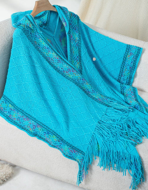 Load image into Gallery viewer, Fringe Half Sleeve Hooded Poncho
