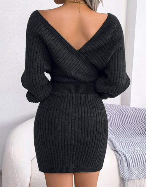 Load image into Gallery viewer, Rib-Knit Dolman Sleeve Sweater Dress
