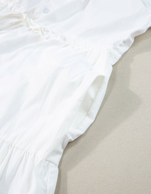 Load image into Gallery viewer, Contrast Trim Button Up Short Sleeve Dress
