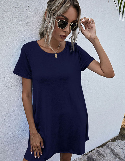 Load image into Gallery viewer, Round Neck Short Sleeve Mini Dress
