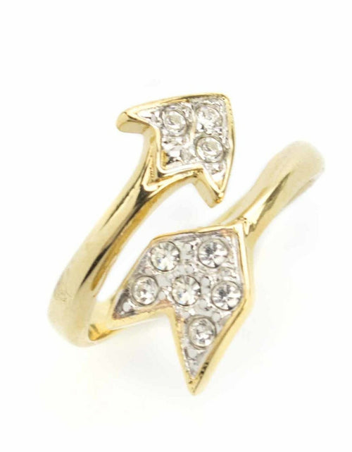 Load image into Gallery viewer, Vintage 1980's Curved Gold Band with Austrian Crystals Made in USA by PVD Vintage Jewelry
