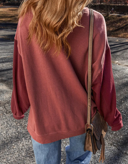 Load image into Gallery viewer, Contrast Round Neck Long Sleeve Sweatshirt
