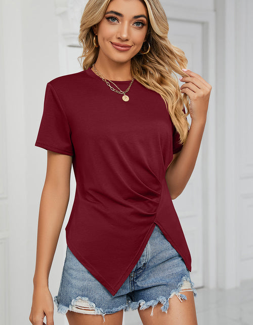 Load image into Gallery viewer, Ruched Round Neck Short Sleeve T-Shirt
