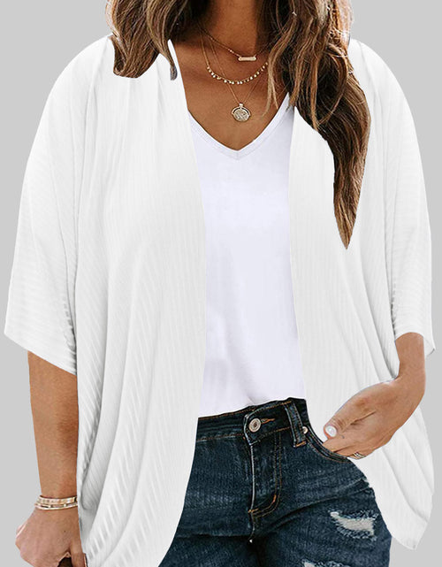 Load image into Gallery viewer, Plus Size Ribbed Cocoon Cover Up
