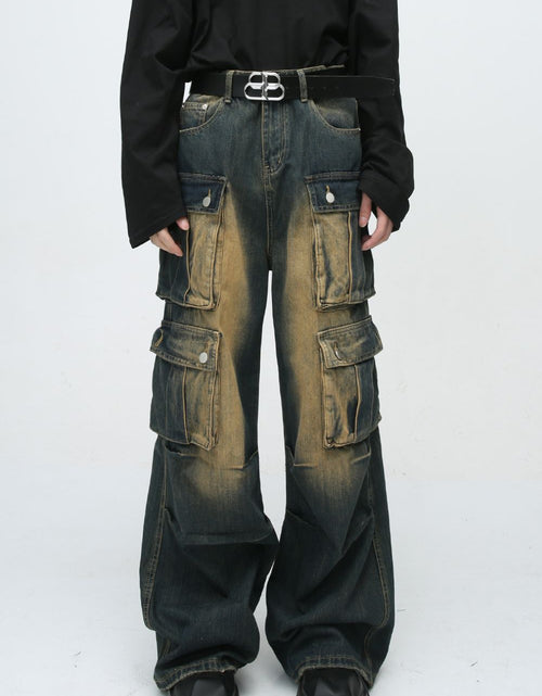 Load image into Gallery viewer, High Waist Jeans with Cargo Pockets

