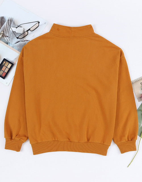 Load image into Gallery viewer, Quarter Zip Dropped Shoulder Sweatshirt
