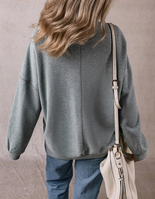 Load image into Gallery viewer, Slit Round Neck Long Sleeve Sweatshirt
