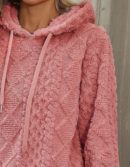 Load image into Gallery viewer, Drawstring Long Sleeve Plush Hoodie
