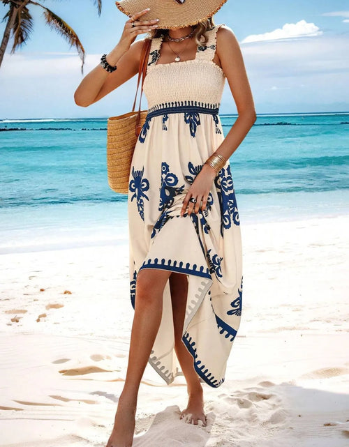 Load image into Gallery viewer, Smocked Printed Wide Strap Maxi Dress

