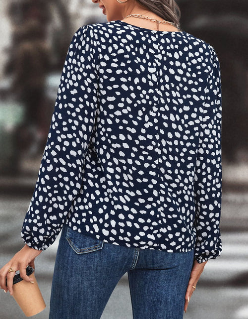 Load image into Gallery viewer, Printed Tie Neck Long Sleeve Blouse

