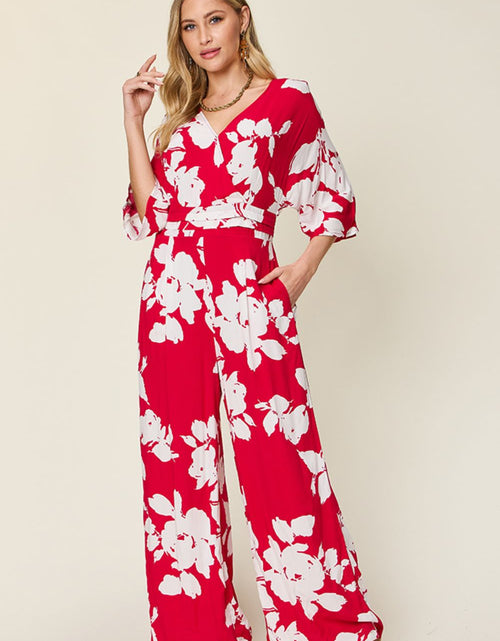 Load image into Gallery viewer, Double Take Full Size Printed Tie Back Wide Leg Jumpsuit
