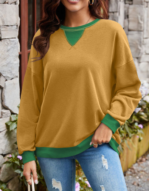 Load image into Gallery viewer, Lovelet Contrast Round Neck Long Sleeve Sweatshirt
