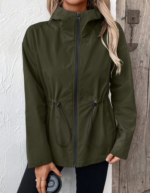 Load image into Gallery viewer, Ivy Lane Drawstring Zip Up Hooded Jacket
