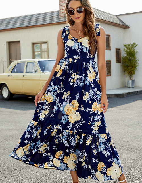Load image into Gallery viewer, Floral Tie-Shoulder Sleeveless Dress
