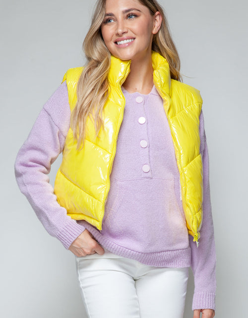 Load image into Gallery viewer, Snobbish Zip Up Turtleneck Shiny Quilted Vest
