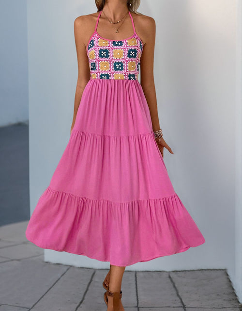 Load image into Gallery viewer, Perfee Printed Halter Neck Tiered Midi Dress
