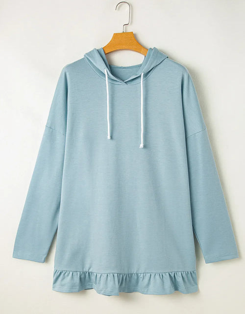 Load image into Gallery viewer, Drawstring Ruffled Dropped Shoulder Long Sleeve Hoodie

