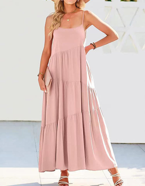 Load image into Gallery viewer, Full Size Ruched Tiered Spaghetti Strap Dress

