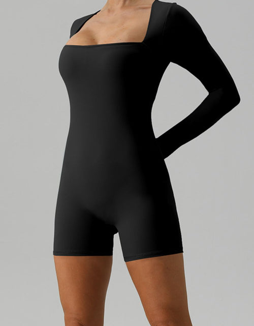 Load image into Gallery viewer, Square Neck Long Sleeve Active Romper
